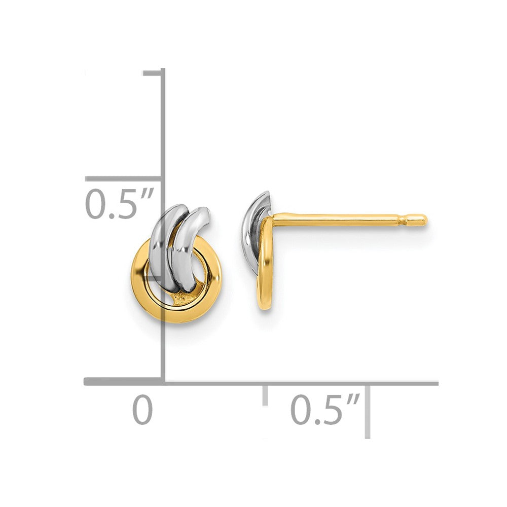 14K Polished White Rhodium Open Circle Post Earrings