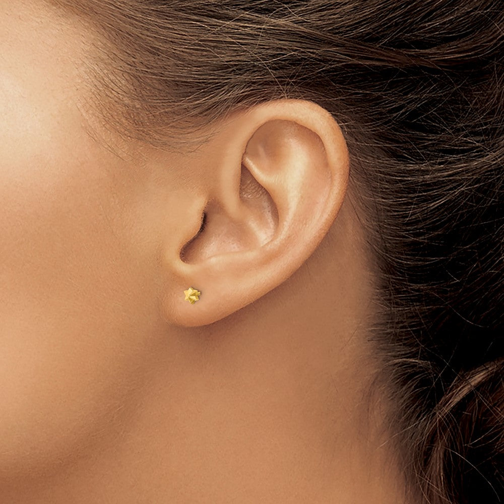 14K Polished Diamond Cut Star Post Earrings
