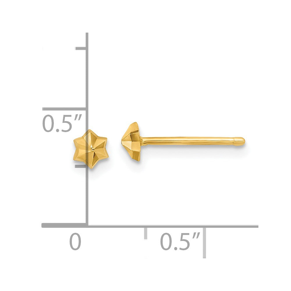 14K Polished Diamond Cut Star Post Earrings