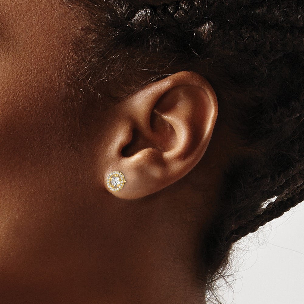 14k CZ Halo Stud Earrings