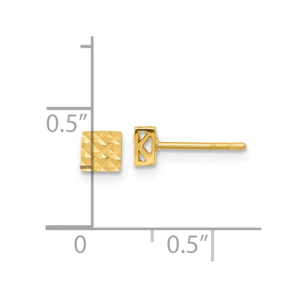 14K Polished and Diamond-cut Square Post Earrings