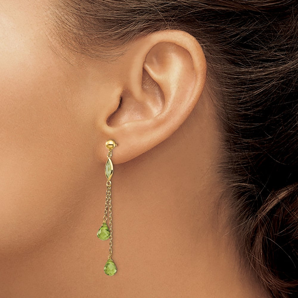 14k Peridot Dangle Earrings