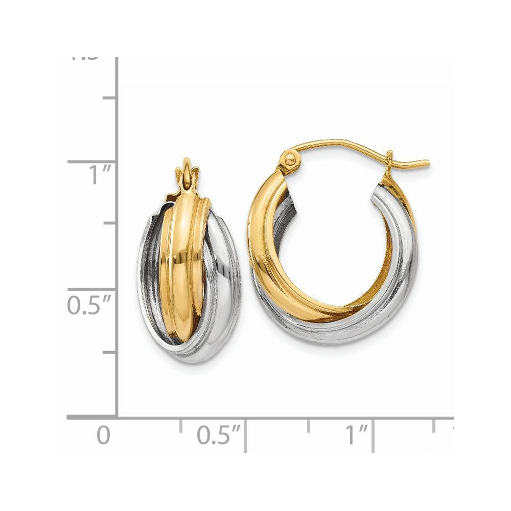 14k Two-tone Polished Double Hoop Earrings
