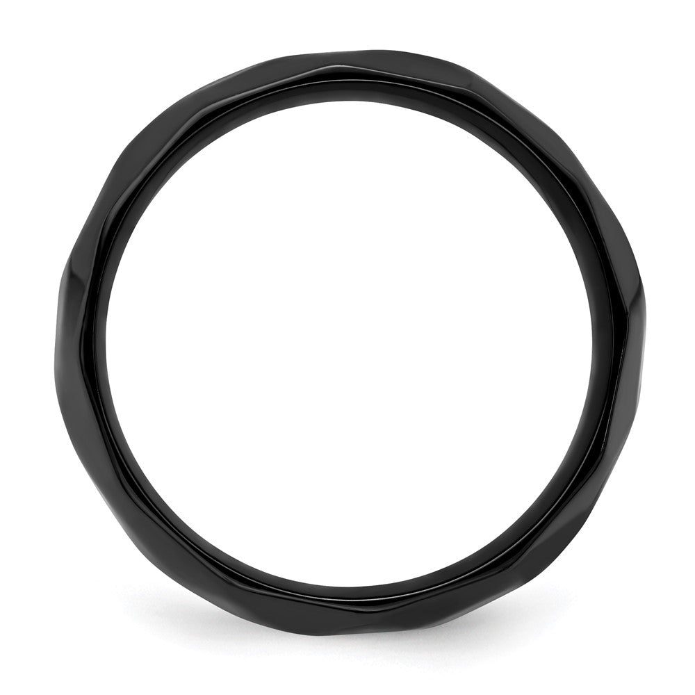 Chisel Black Zirconium Polished and Hammered 7mm Band