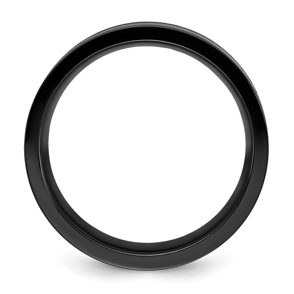 Chisel Black Zirconium Polished with Black Star Sandstone Inlay 8mm Band