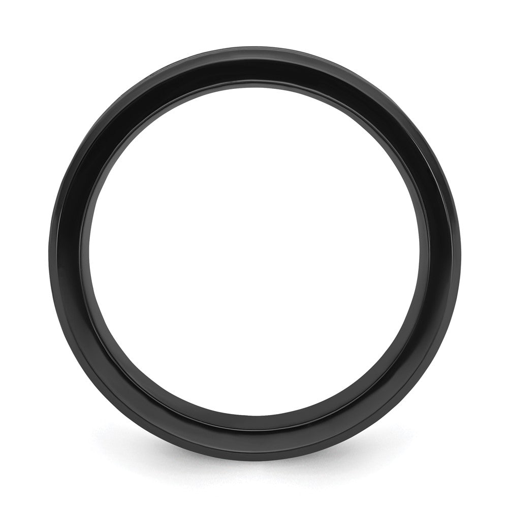 Chisel Black Zirconium Polished with Wood Inlay Center 8mm Band