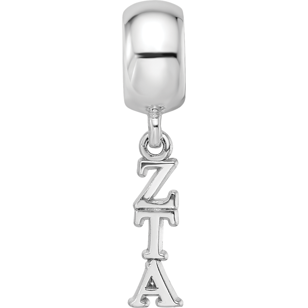 Sterling Silver Rhodium-plated Zeta Tau Alpha Vertical Letters Bead