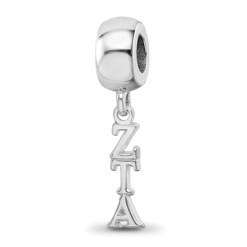 Sterling Silver Rhodium-plated Zeta Tau Alpha Vertical Letters Bead