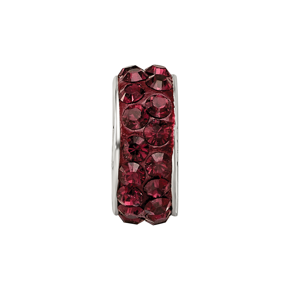 Sterling Silver Reflections June Double Row Red Preciosa Crystal Bead