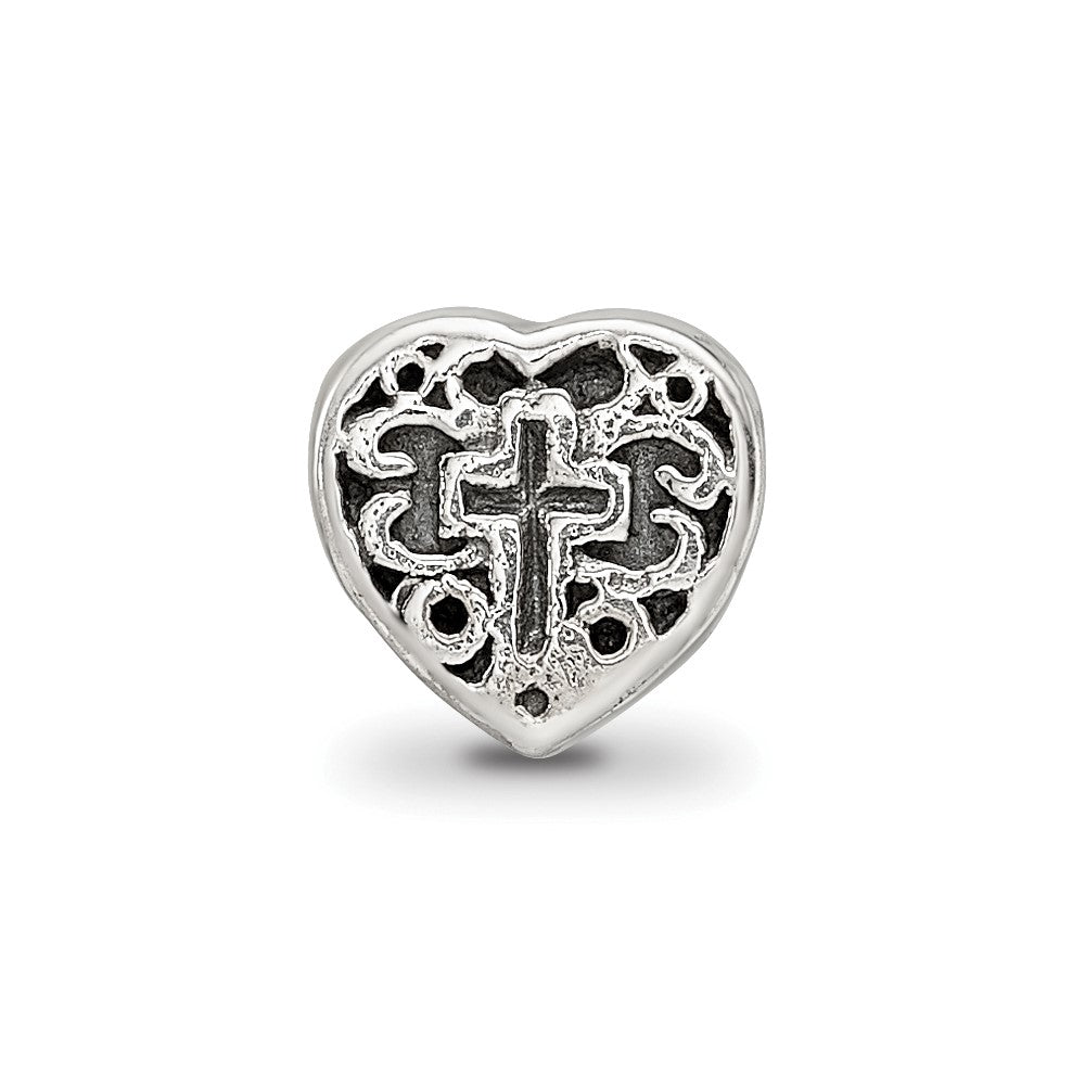 Sterling Silver Reflections Heart w/Cross and Scroll Bead