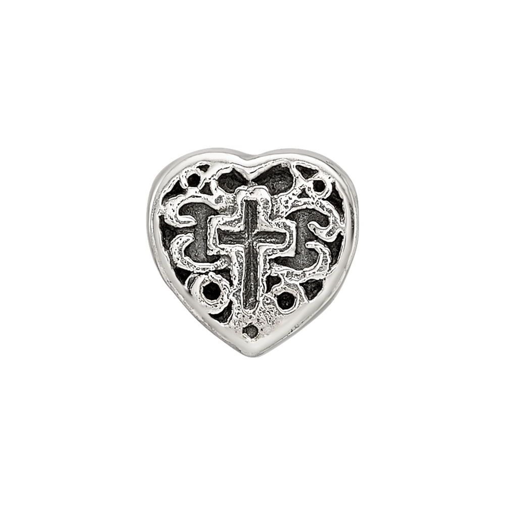 Sterling Silver Reflections Heart w/Cross and Scroll Bead