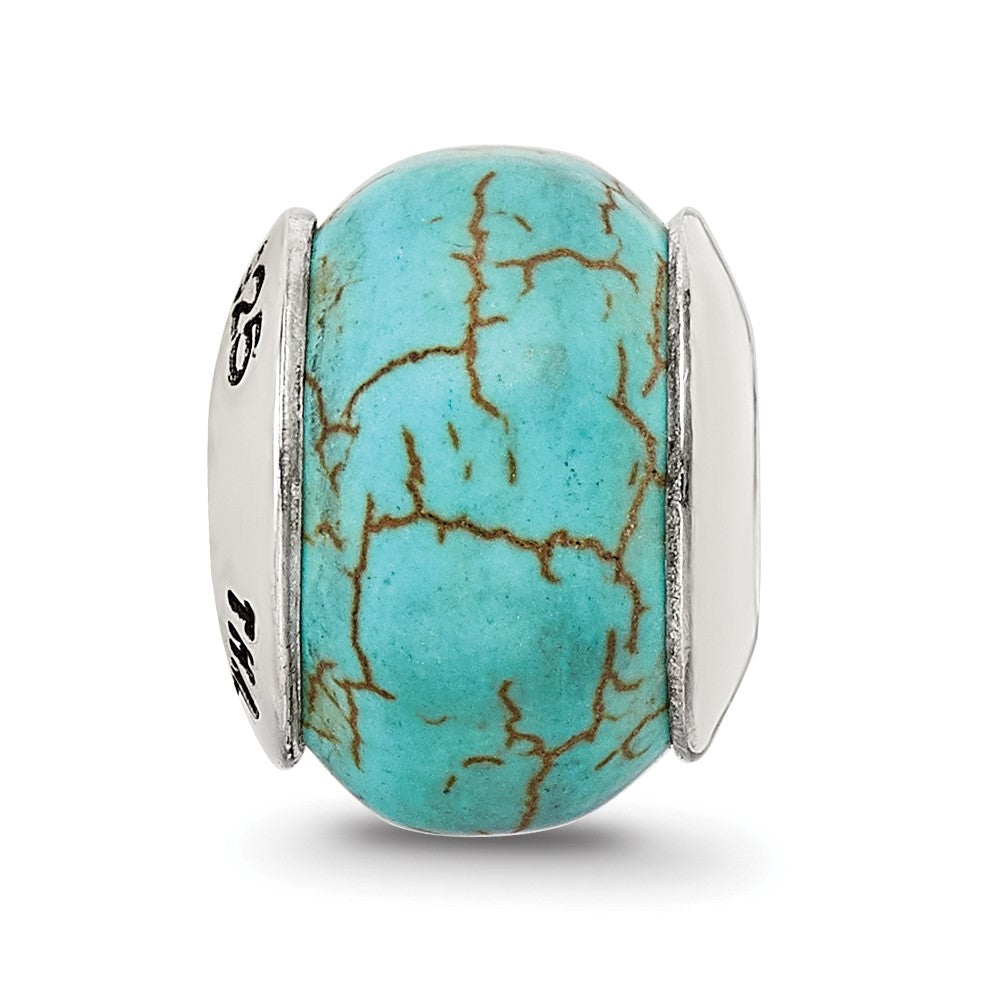 Sterling Silver Reflections Blue Magnesite Stone Bead