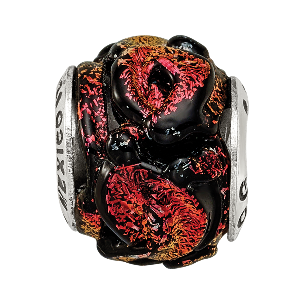 Sterling Silver Reflections Orange Dichroic Glass Bead