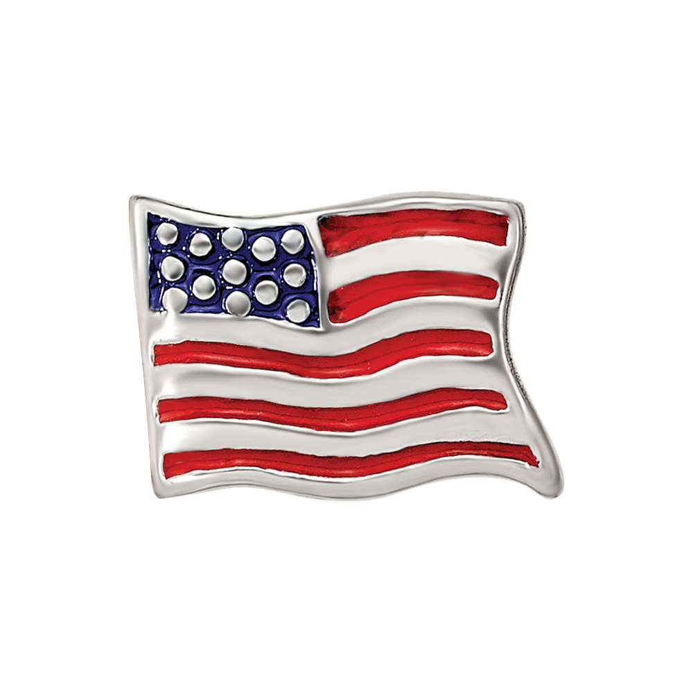 Sterling Silver Reflections Enameled USA Flag Bead