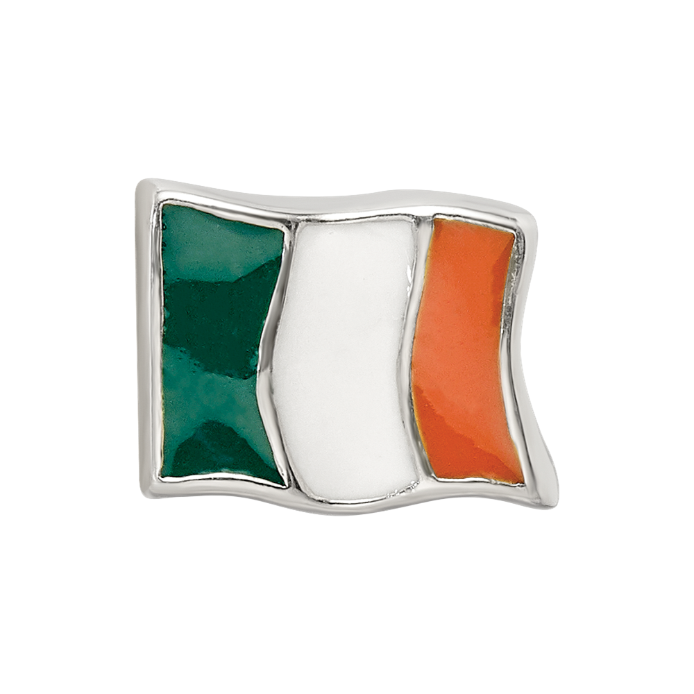 Sterling Silver Reflections Enameled Ireland Flag Bead