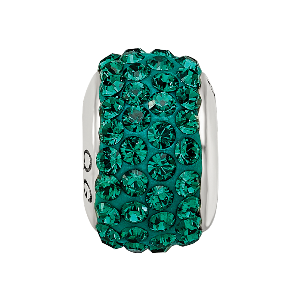 Sterling Silver Reflections Medium Green Full Preciosa Crystal Bead