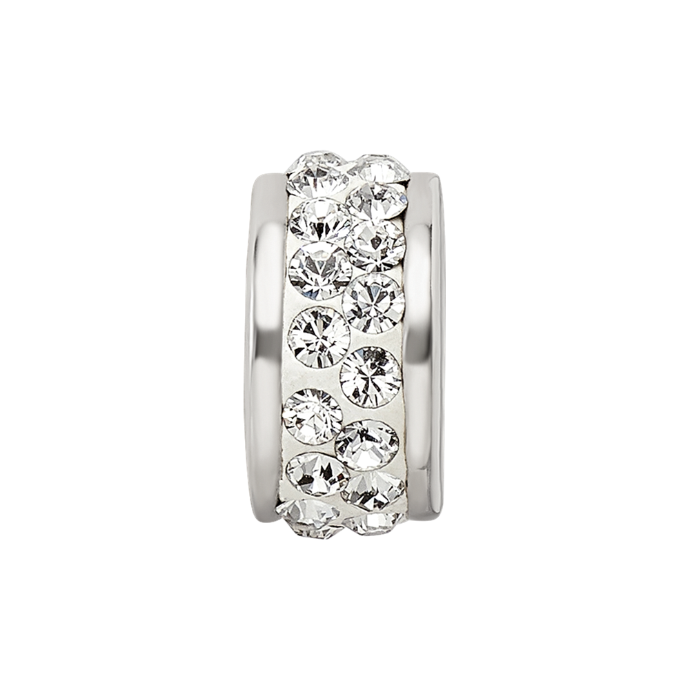 Sterling Silver Reflections Double Row White Preciosa Crystal Bead