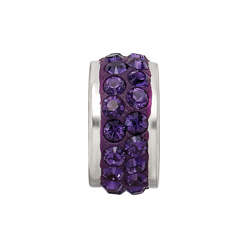 Sterling Silver Reflections Purple Double Row Preciosa Crystal Bead