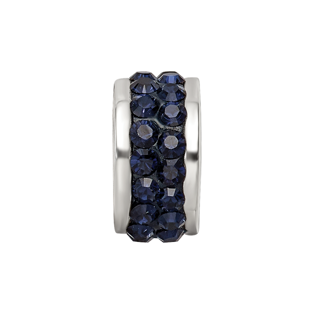 Sterling Silver Reflections Dark Blue Double Row Preciosa Crystal Bead