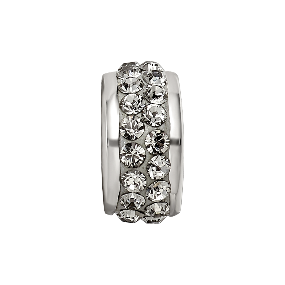 Sterling Silver Reflections Silver/Grey Double Row Preciosa Crystal Bead